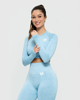 Move Seamless Long Sleeve Crop Top | Blue Marl WOMEN'S BEST
